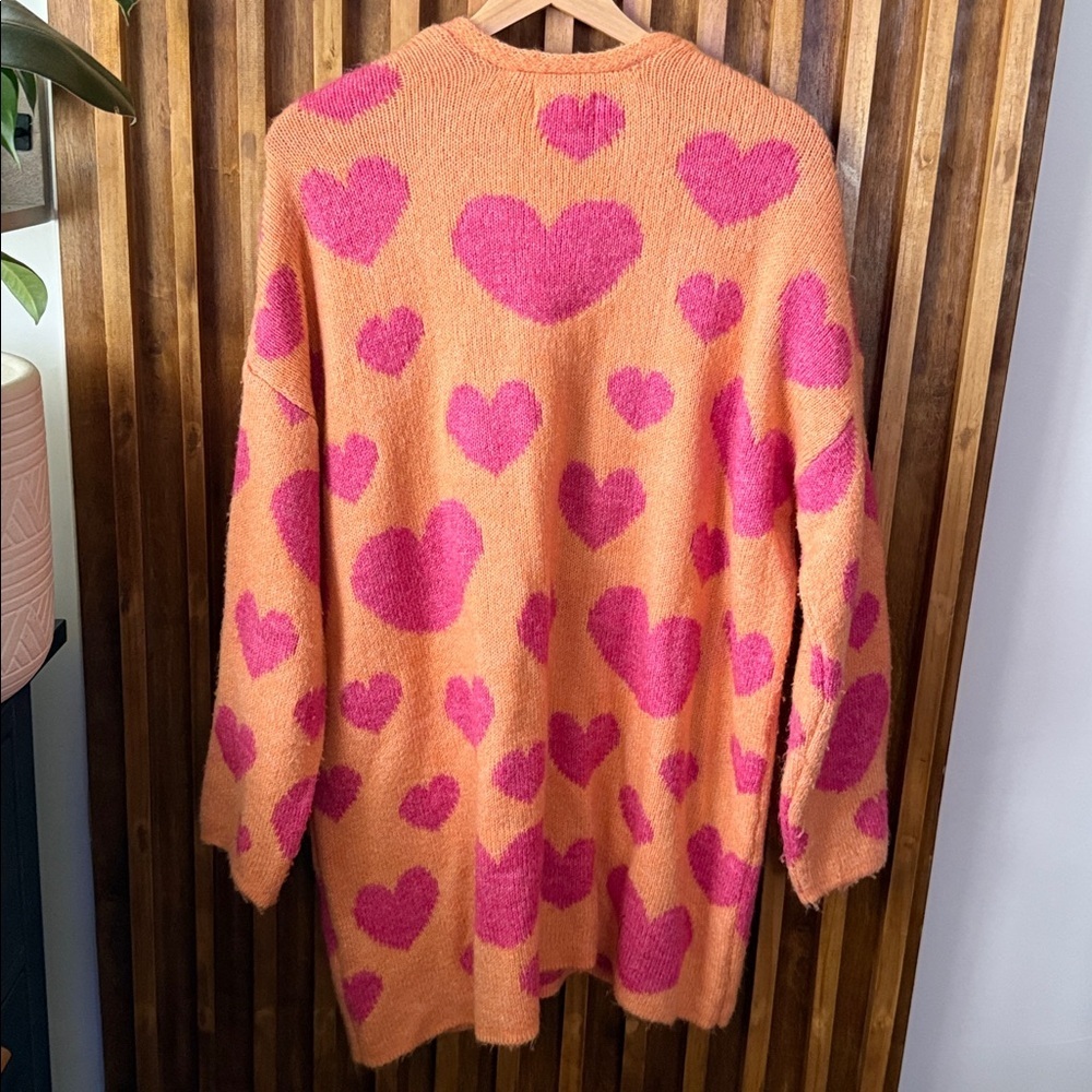 Anthropologie X Maeve Open Front Long Cozy Heart Oversized Cardigan. Size XS/S - Picture 3 of 10